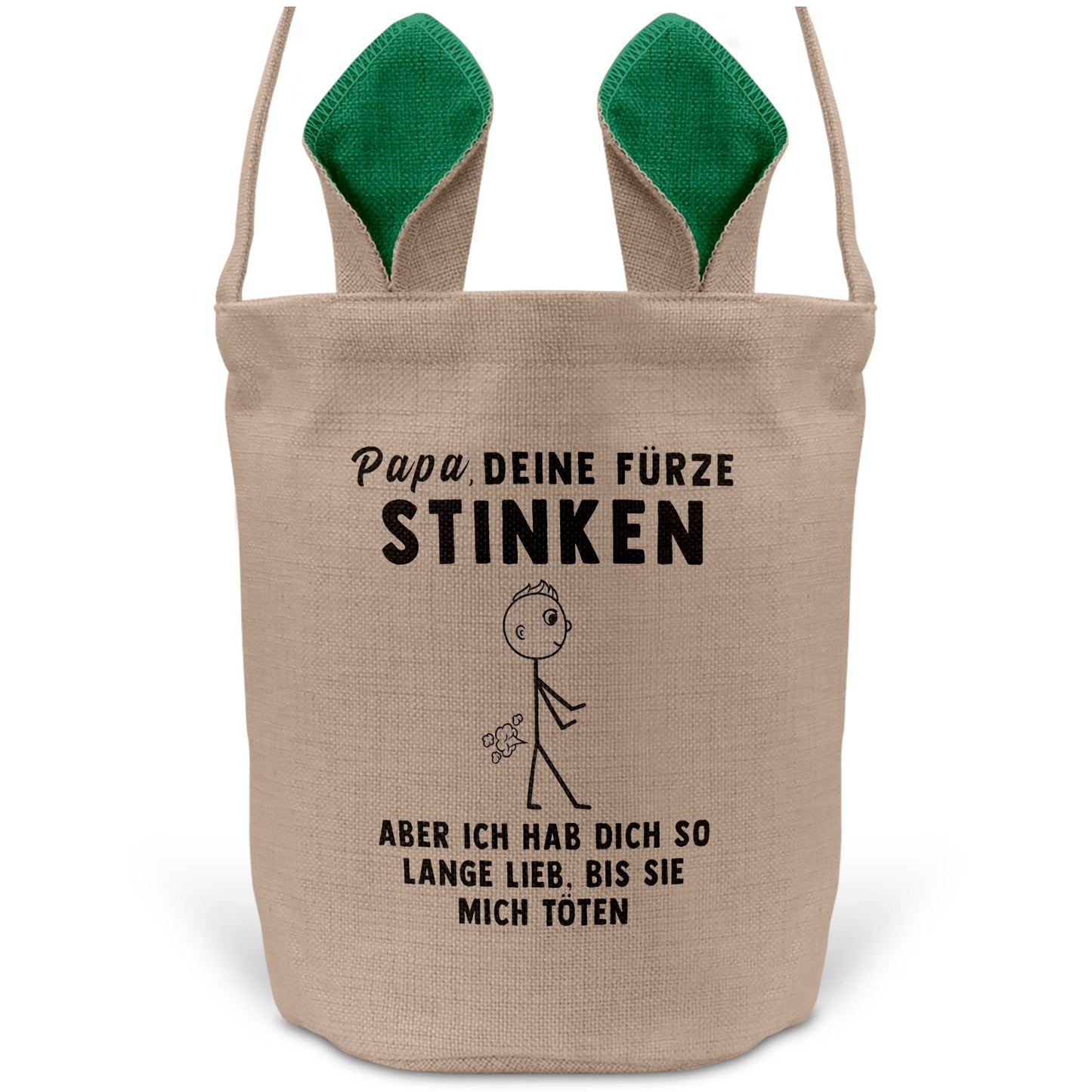 22Feels® Papa Osterkorb Vater mit Henkel Ostergeschenk Tragetasche Ostern Deko Osternest Körbchen Hasenohren (Beige/Grün)-Ostern Tragetasche-22Feels
