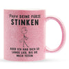 22Feels® ORIGINAL Glitzertasse - Vater Geschenk - Spruch: Papa, Deine Fürze Stinken (Pink, 320ml)-Glitzertasse Pink 320ml-22Feels