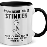 22Feels® ORIGINAL Tasse - Vater Geschenk - Spruch: Papa, Deine Fürze Stinken (Weiss-Schwarz, 320ml)-TwoTone Tasse Weiss-Schwarz 320ml-22Feels