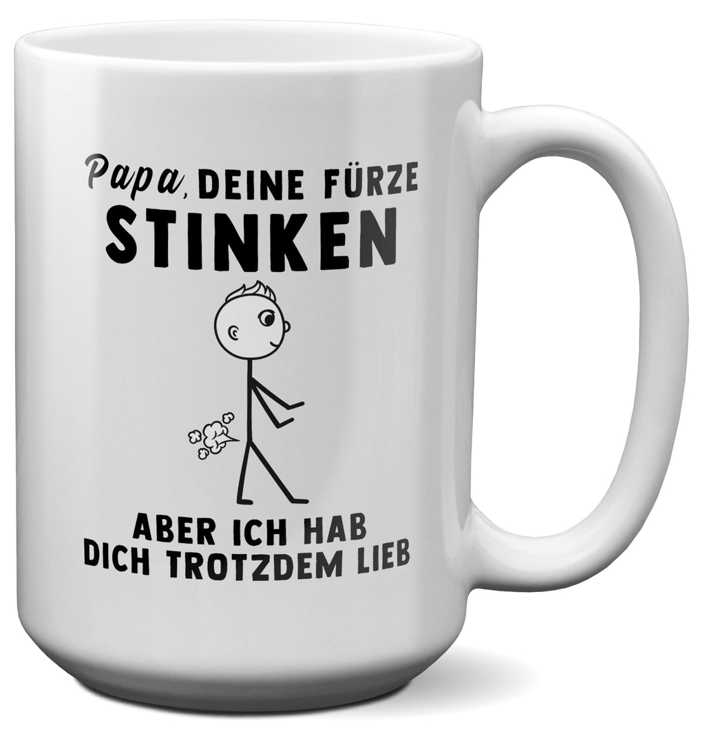 22Feels® ORIGINAL XL Tasse - Vater Geschenk - Spruch: Papa, Deine Fürze Stinken (Weiss, 440ml)-Weisse XL Tasse 440ml-22Feels