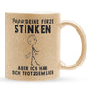 22Feels® ORIGINAL Glitzertasse - Vater Geschenk - Spruch: Papa, Deine Fürze Stinken (Gold, 320ml)-Glitzertasse Gold 320ml-22Feels