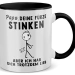 22Feels® ORIGINAL Tasse - Vater Geschenk - Spruch: Papa, Deine Fürze Stinken (Weiss-Schwarz, 320ml)-TwoTone Tasse Weiss-Schwarz 320ml-22Feels