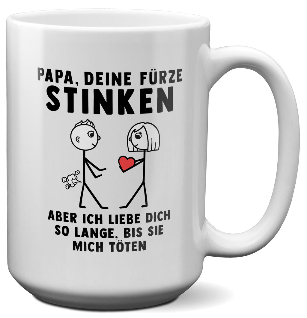 22Feels® ORIGINAL XL Tasse - Papa, Deine Fürze Stinken - Vater Geschenk von Tochter (Weiss, 440ml)-Weisse XL Tasse 440ml-22Feels