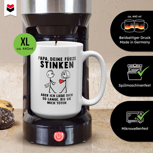 22Feels® ORIGINAL XL Tasse - Papa, Deine Fürze Stinken - Vater Geschenk von Tochter (Weiss, 440ml)-Weisse XL Tasse 440ml-22Feels