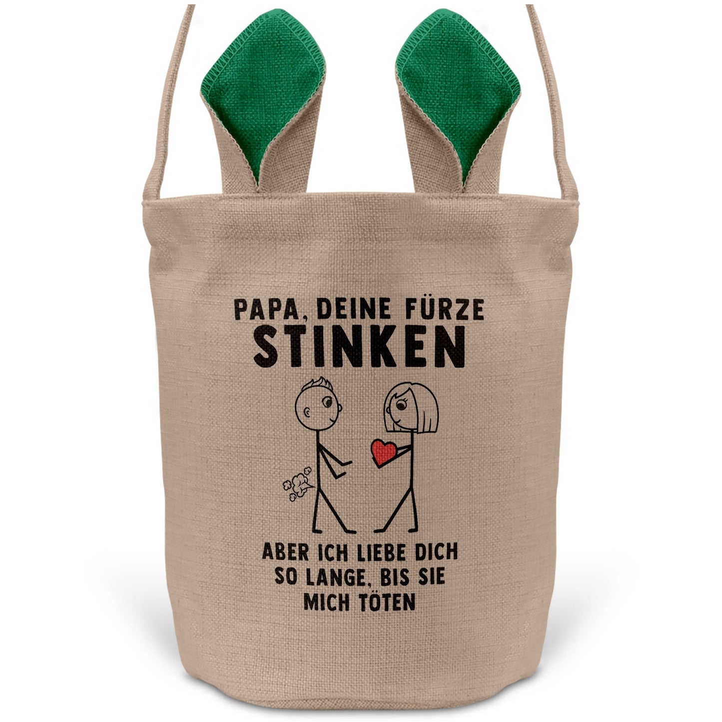 22Feels® Papa Osterkorb von Tochter Vater mit Henkel Ostergeschenk Tragetasche Ostern Deko Osternest Körbchen Hasenohren (Beige/Grün)-Ostern Tragetasche-22Feels