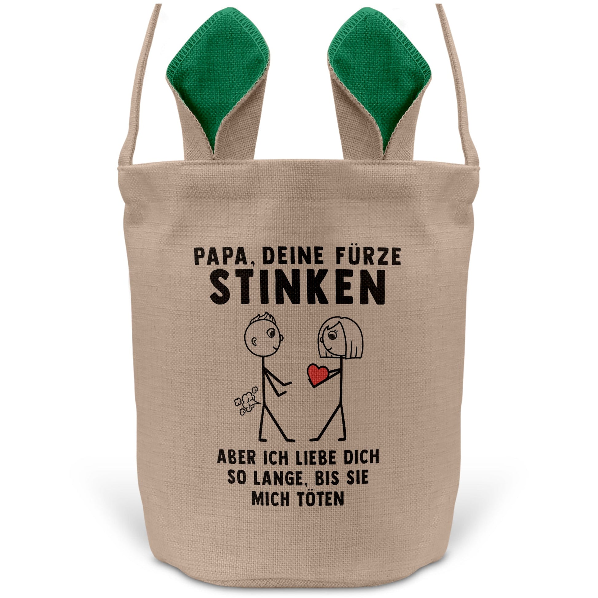 22Feels® Papa Osterkorb von Tochter Vater mit Henkel Ostergeschenk Tragetasche Ostern Deko Osternest Körbchen Hasenohren (Beige/Grün)-Ostern Tragetasche-22Feels