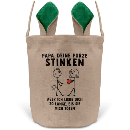 22Feels® Papa Osterkorb von Tochter Vater mit Henkel Ostergeschenk Tragetasche Ostern Deko Osternest Körbchen Hasenohren (Beige/Grün)-Ostern Tragetasche-22Feels