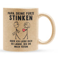 22Feels® ORIGINAL Glitzertasse - Papa, Deine Fürze Stinken - Vater Geschenk von Tochter (Gold, 320ml)-Glitzertasse Gold 320ml-22Feels