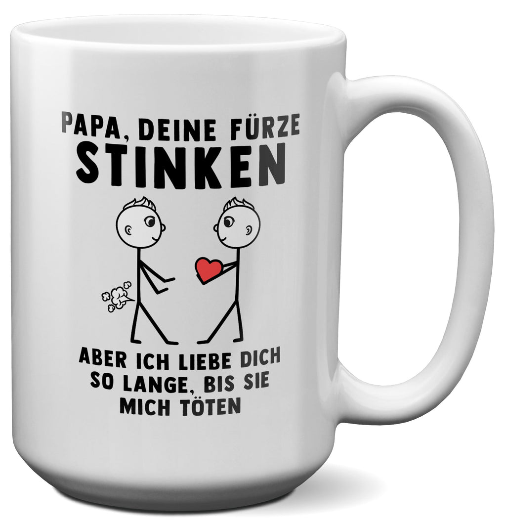 22Feels® ORIGINAL XL Tasse - Papa, Deine Fürze Stinken - Vater Geschenk von Sohn (Weiss, 440ml)-Weisse XL Tasse 440ml-22Feels