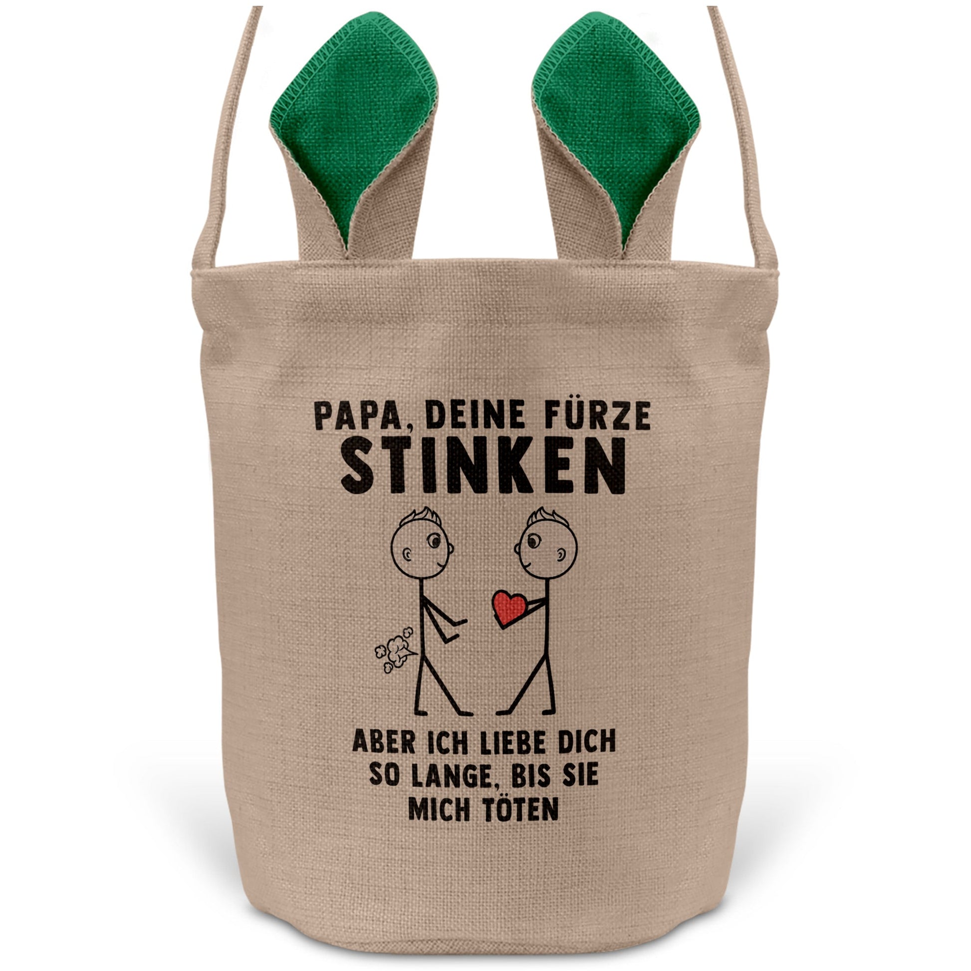 22Feels® Papa Osterkorb von Sohn Vater mit Henkel Ostergeschenk Tragetasche Ostern Deko Osternest Körbchen Hasenohren (Beige/Grün)-Ostern Tragetasche-22Feels
