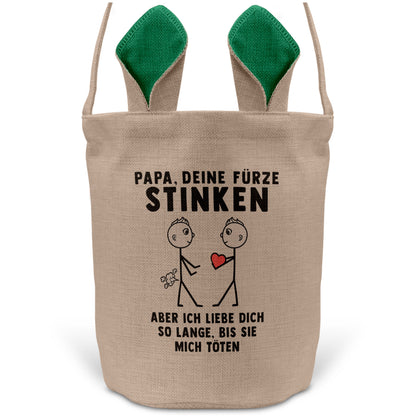 22Feels® Papa Osterkorb von Sohn Vater mit Henkel Ostergeschenk Tragetasche Ostern Deko Osternest Körbchen Hasenohren (Beige/Grün)-Ostern Tragetasche-22Feels