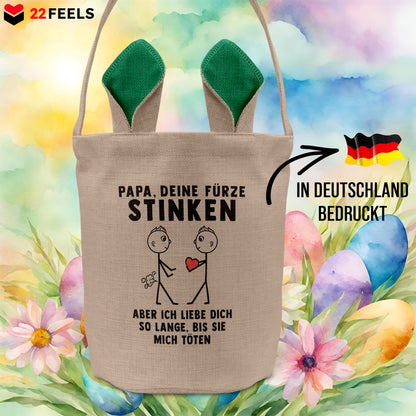 22Feels® Papa Osterkorb von Sohn Vater mit Henkel Ostergeschenk Tragetasche Ostern Deko Osternest Körbchen Hasenohren (Beige/Grün)-Ostern Tragetasche-22Feels