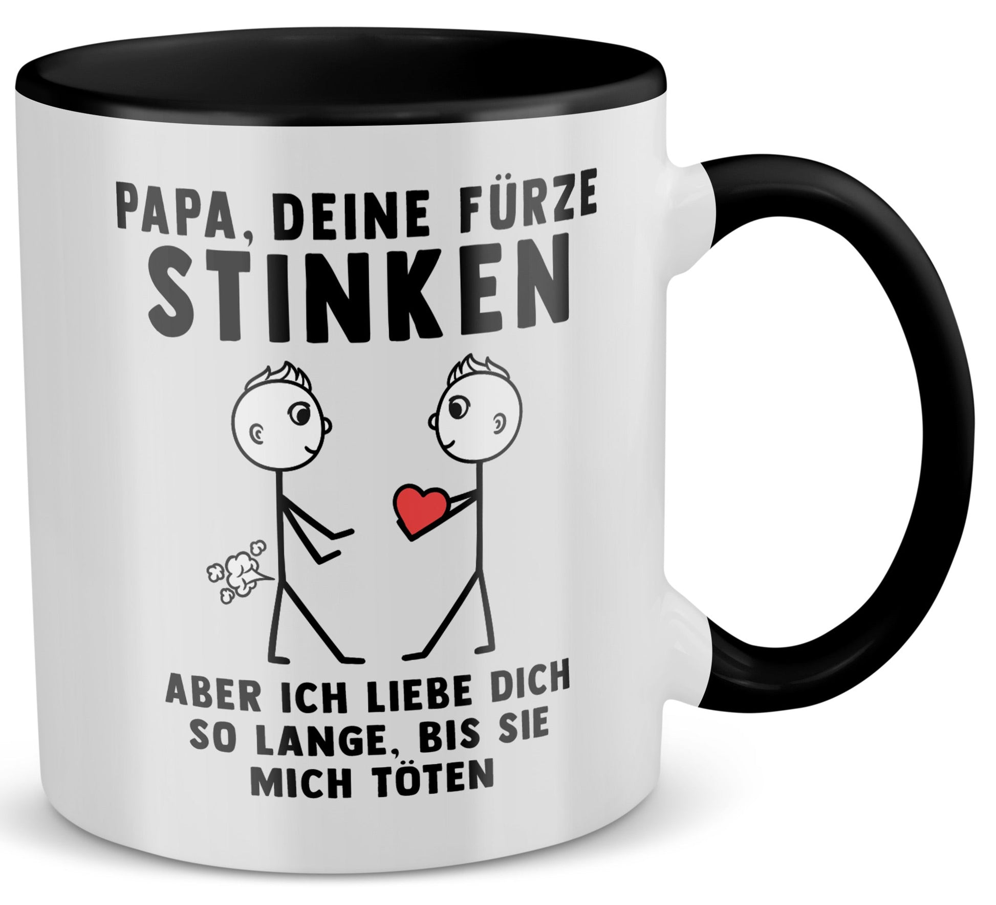 22Feels® ORIGINAL Tasse - Papa, Deine Fürze Stinken - Vater Geschenk von Sohn (Weiss-Schwarz, 320ml)-TwoTone Tasse Weiss-Schwarz 320ml-22Feels