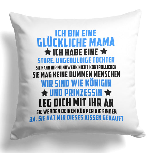 22Feels® Mama Geschenk von der Tochter - Kissen mit Spruch (Weiss 40x40cm)-Kissen Weiss 40x40-22Feels