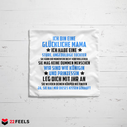 22Feels® Mama Geschenk von der Tochter - Kissen mit Spruch (Weiss 40x40cm)-Kissen Weiss 40x40-22Feels