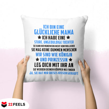 22Feels® Mama Geschenk von der Tochter - Kissen mit Spruch (Weiss 40x40cm)-Kissen Weiss 40x40-22Feels