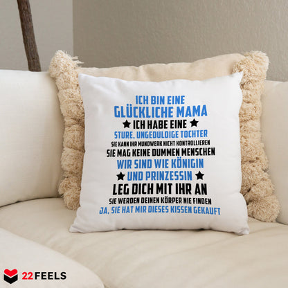 22Feels® Mama Geschenk von der Tochter - Kissen mit Spruch (Weiss 40x40cm)-Kissen Weiss 40x40-22Feels