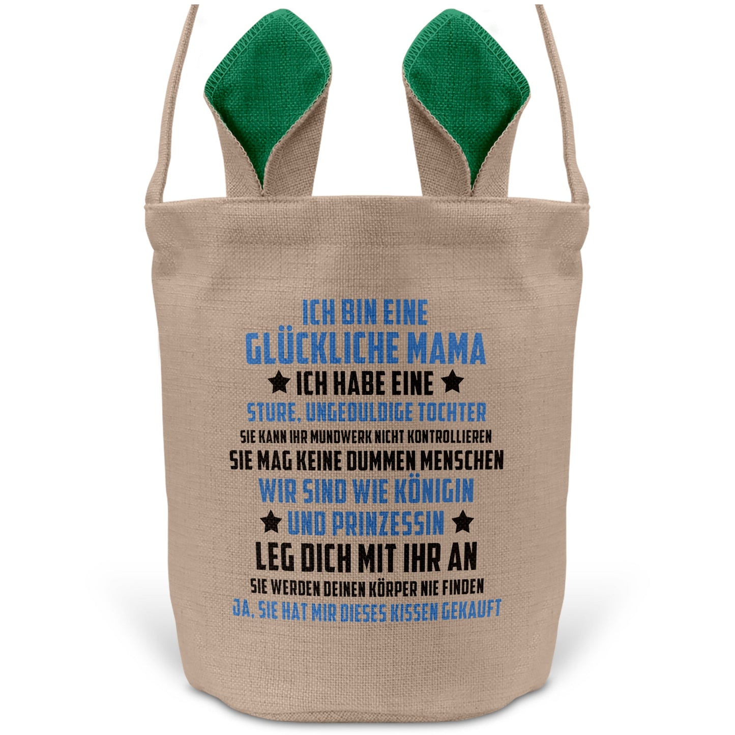 22Feels® Mama Osterkorb von Tochter Mutter mit Henkel Ostergeschenk Tragetasche Ostern Deko Osternest Körbchen Hasenohren (Beige/Grün)-Ostern Tragetasche-22Feels