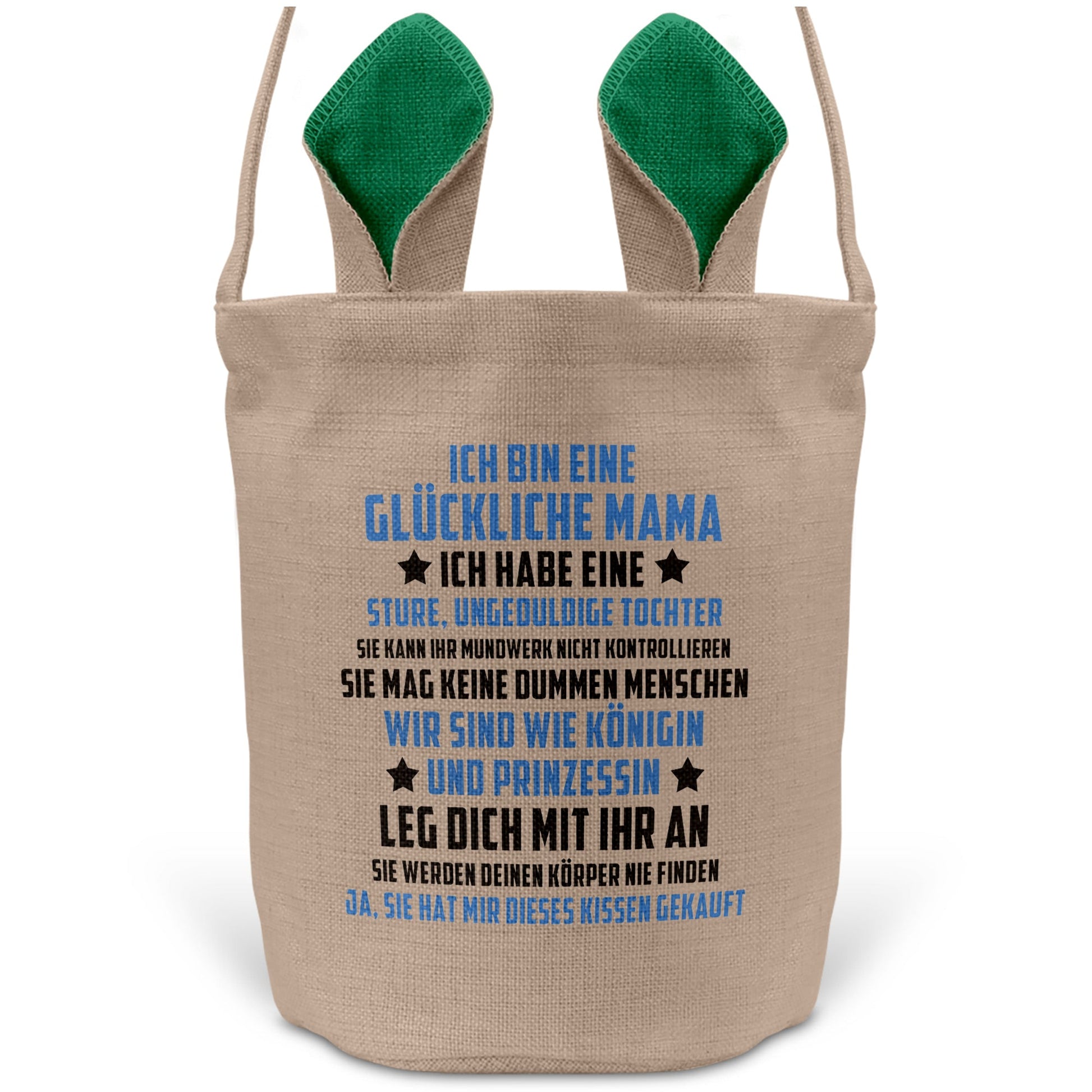 22Feels® Mama Osterkorb von Tochter Mutter mit Henkel Ostergeschenk Tragetasche Ostern Deko Osternest Körbchen Hasenohren (Beige/Grün)-Ostern Tragetasche-22Feels
