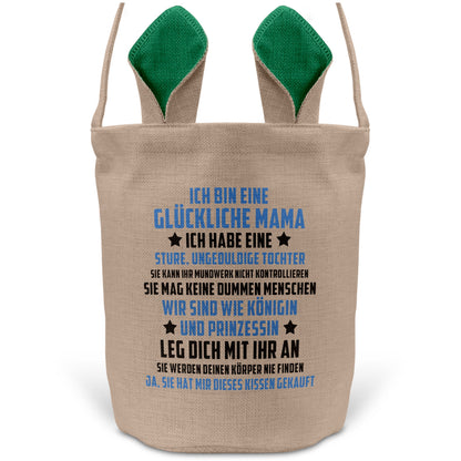 22Feels® Mama Osterkorb von Tochter Mutter mit Henkel Ostergeschenk Tragetasche Ostern Deko Osternest Körbchen Hasenohren (Beige/Grün)-Ostern Tragetasche-22Feels