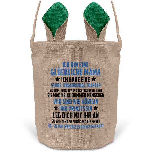 22Feels® Mama Osterkorb von Tochter Mutter mit Henkel Ostergeschenk Tragetasche Ostern Deko Osternest Körbchen Hasenohren (Beige/Grün)-Ostern Tragetasche-22Feels