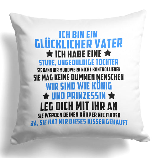 22Feels® Papa Geschenk von der Tochter - Kissen mit Spruch (Weiss 40x40cm)-Kissen Weiss 40x40-22Feels