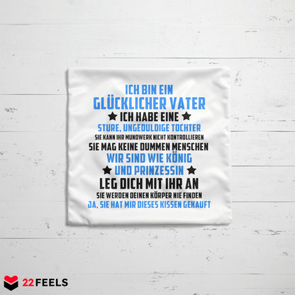 22Feels® Papa Geschenk von der Tochter - Kissen mit Spruch (Weiss 40x40cm)-Kissen Weiss 40x40-22Feels