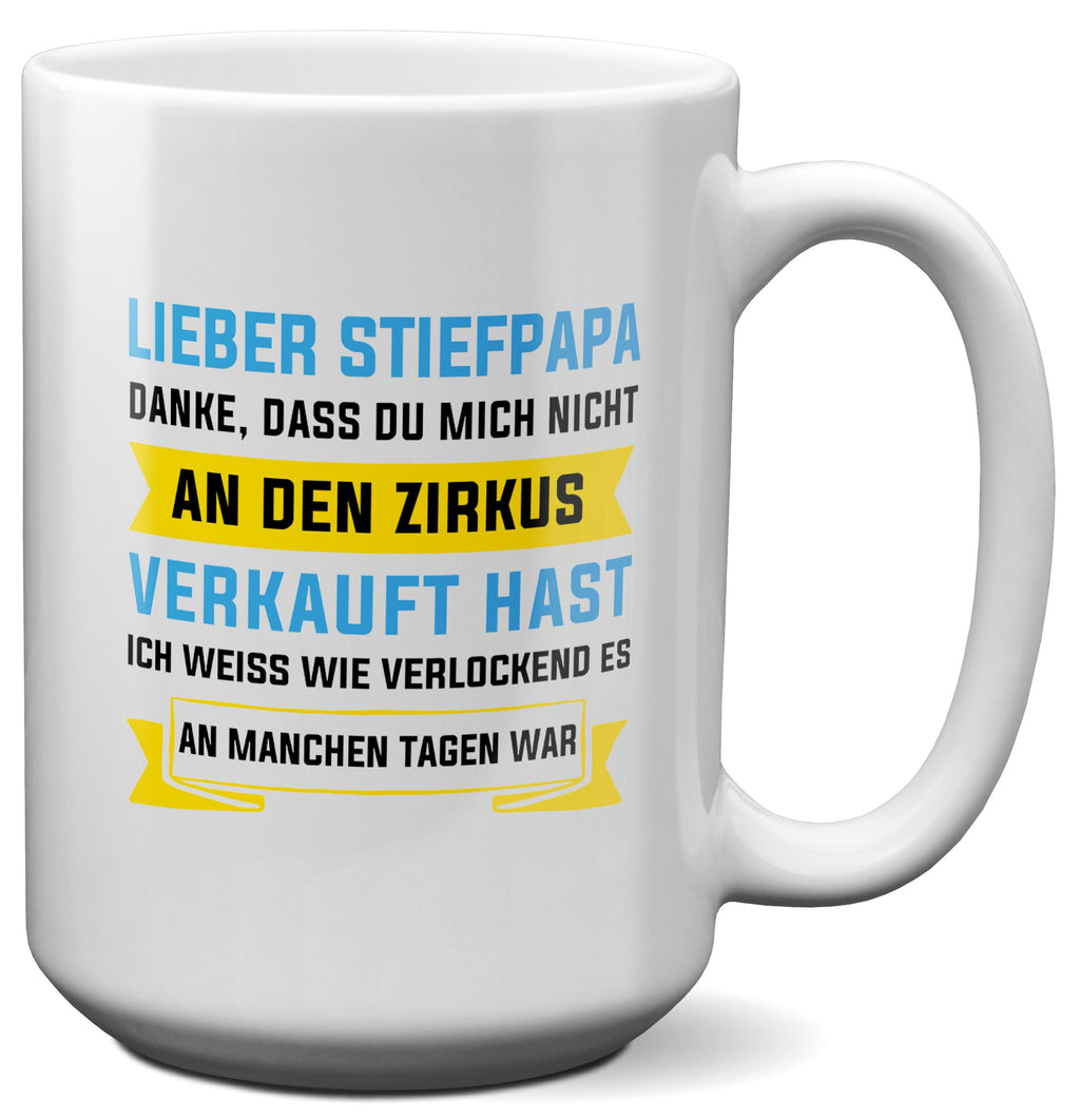 22Feels® Stiefvater Geschenk - XL Tasse mit Spruch (Weiss, 440ml)-Weisse XL Tasse 440ml-22Feels