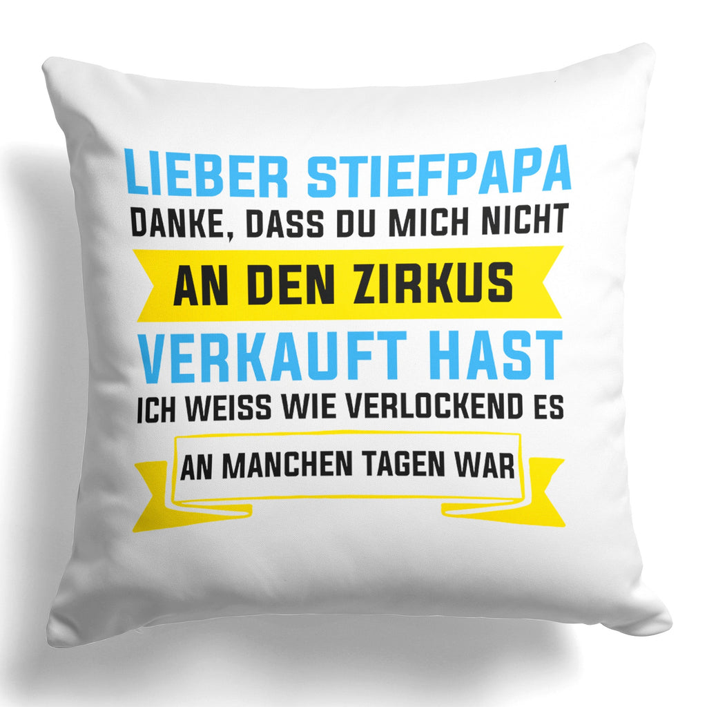 22Feels® Stiefvater Geschenk - Kissen mit Spruch (Weiss 40x40cm)-Kissen Weiss 40x40-22Feels