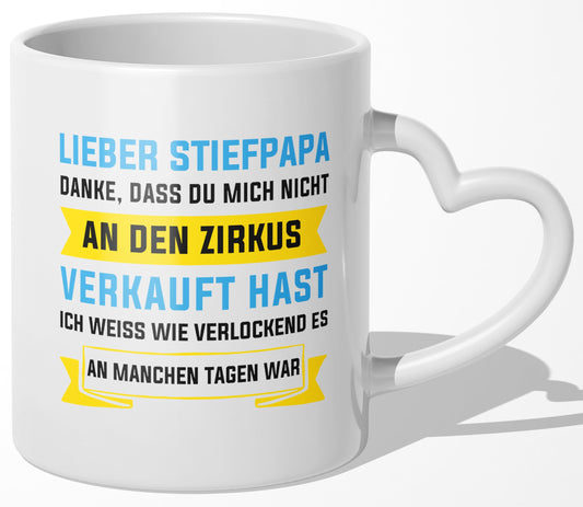 22Feels® Stiefvater Geschenk - Tasse mit Spruch (Herzhenkel, Weiss, 320ml)-Tasse Weiss Herzhenkel 320ml-22Feels