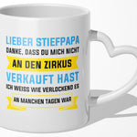 22Feels® Stiefvater Geschenk - Tasse mit Spruch (Herzhenkel, Weiss, 320ml)-Tasse Weiss Herzhenkel 320ml-22Feels