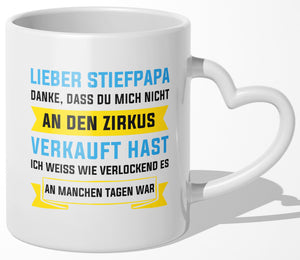 22Feels® Stiefvater Geschenk - Tasse mit Spruch (Herzhenkel, Weiss, 320ml)-Tasse Weiss Herzhenkel 320ml-22Feels