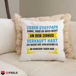 22Feels® Stiefvater Geschenk - Kissen mit Spruch (Weiss 40x40cm)-Kissen Weiss 40x40-22Feels