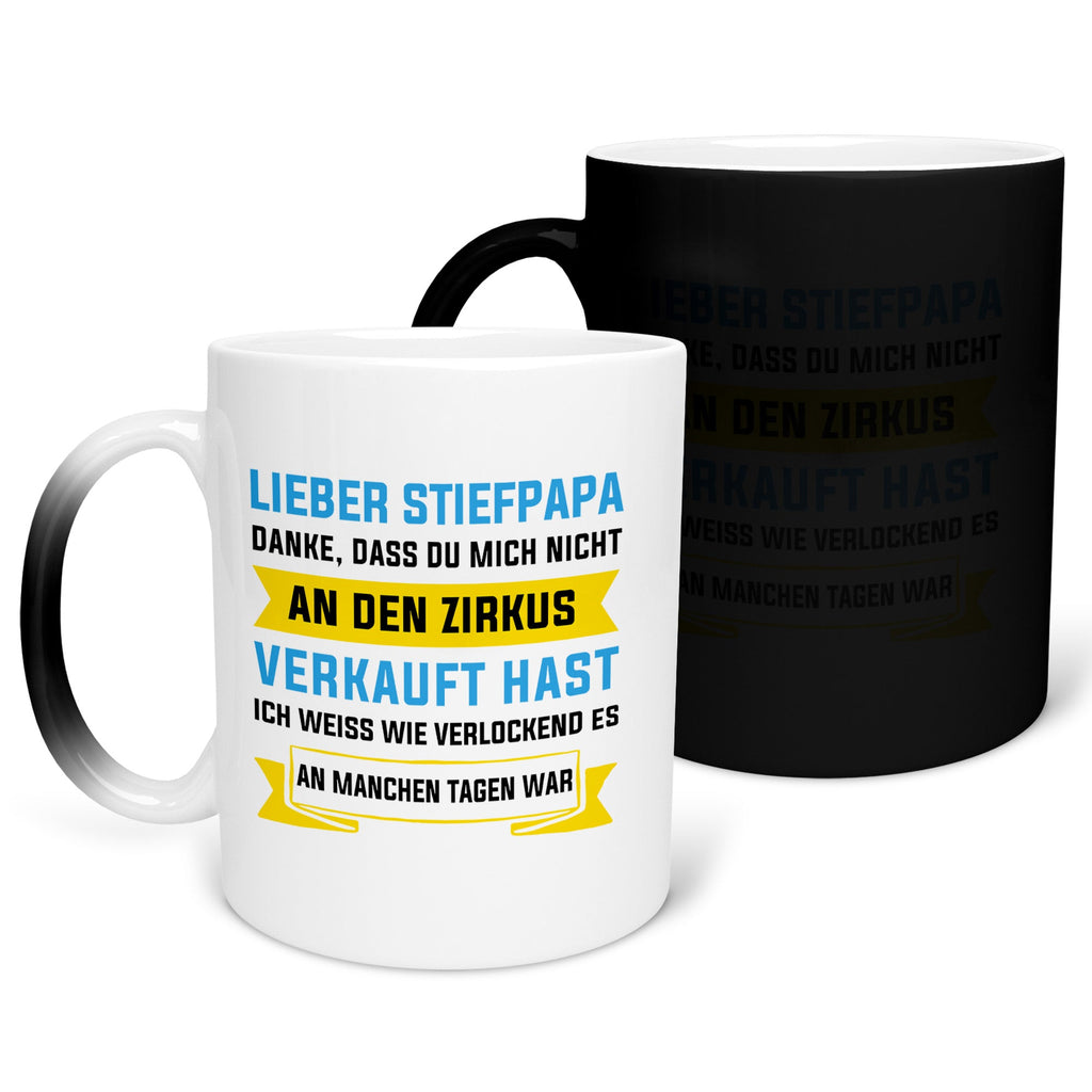22Feels® Stiefvater Geschenk - Zaubertasse mit Spruch (Matt-Schwarz und Weiss, 320ml)-Farbwechsel Tasse Matt 320ml-22Feels