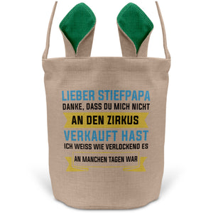 22Feels® Stiefpapa Stiefvater Osterkorb mit Henkel Ostergeschenk Tragetasche Ostern Deko Osternest Körbchen Hasenohren (Beige/Grün)-Ostern Tragetasche-22Feels