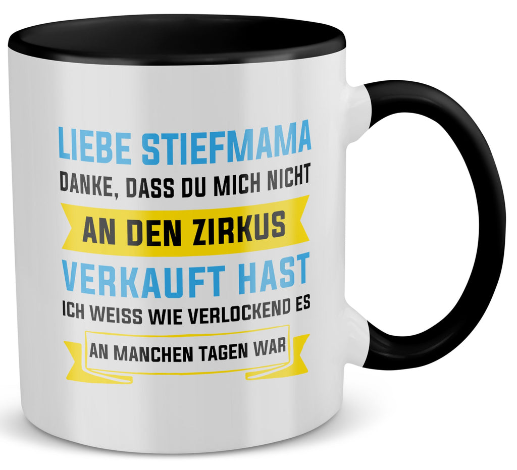 22Feels® Stiefmama Geschenk - Tasse mit Spruch (Weiss-Schwarz, 320ml)-TwoTone Tasse Weiss-Schwarz 320ml-22Feels