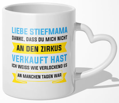 22Feels® Stiefmutter Geschenk - Tasse mit Spruch (Herzhenkel, Weiss, 320ml)-Tasse Weiss Herzhenkel 320ml-22Feels