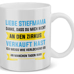 22Feels® Geschenk für Stiefmamas - Tasse mit Spruch: Zirkus (Weiss, 320ml)-Weisse Tasse 320ml-22Feels