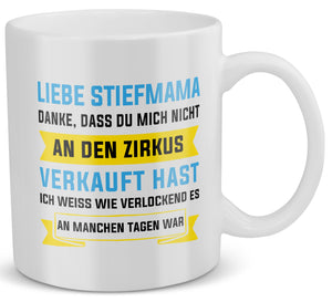 22Feels® Geschenk für Stiefmamas - Tasse mit Spruch: Zirkus (Weiss, 320ml)-Weisse Tasse 320ml-22Feels