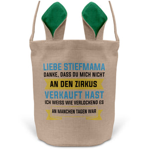 22Feels® Stiefmama Stiefmutter Osterkorb mit Henkel Ostergeschenk Tragetasche Ostern Deko Osternest Körbchen Hasenohren (Beige/Grün)-Ostern Tragetasche-22Feels