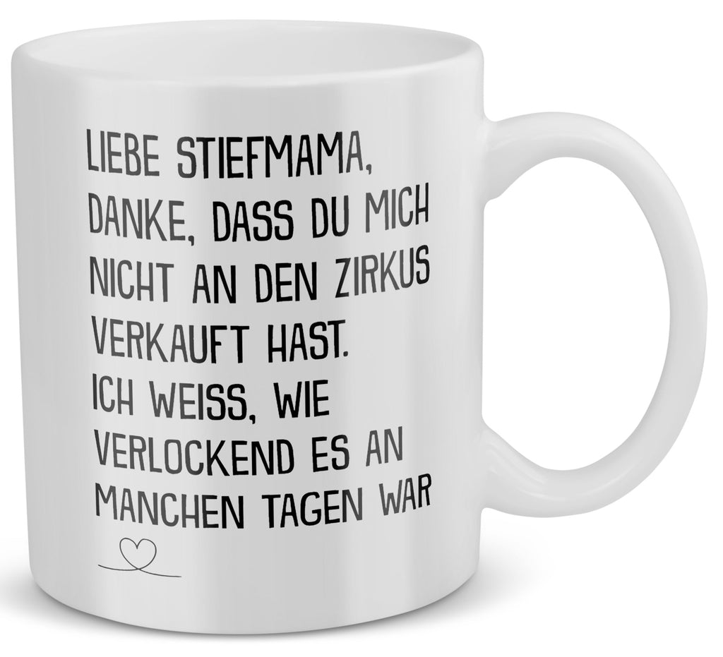 22Feels® Geschenk für Stiefmamas - Tasse mit Spruch: Zirkus (Weiss, 320ml)-Weisse Tasse 320ml-22Feels