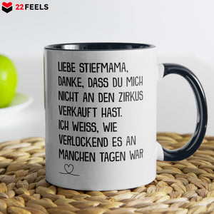 22Feels® Stiefmama Geschenk - Tasse mit Spruch (Weiss-Schwarz, 320ml)-TwoTone Tasse Weiss-Schwarz 320ml-22Feels