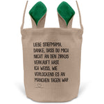 22Feels® Stiefmama Stiefmutter Osterkorb mit Henkel Ostergeschenk Tragetasche Ostern Deko Osternest Körbchen Hasenohren (Beige/Grün)-Ostern Tragetasche-22Feels