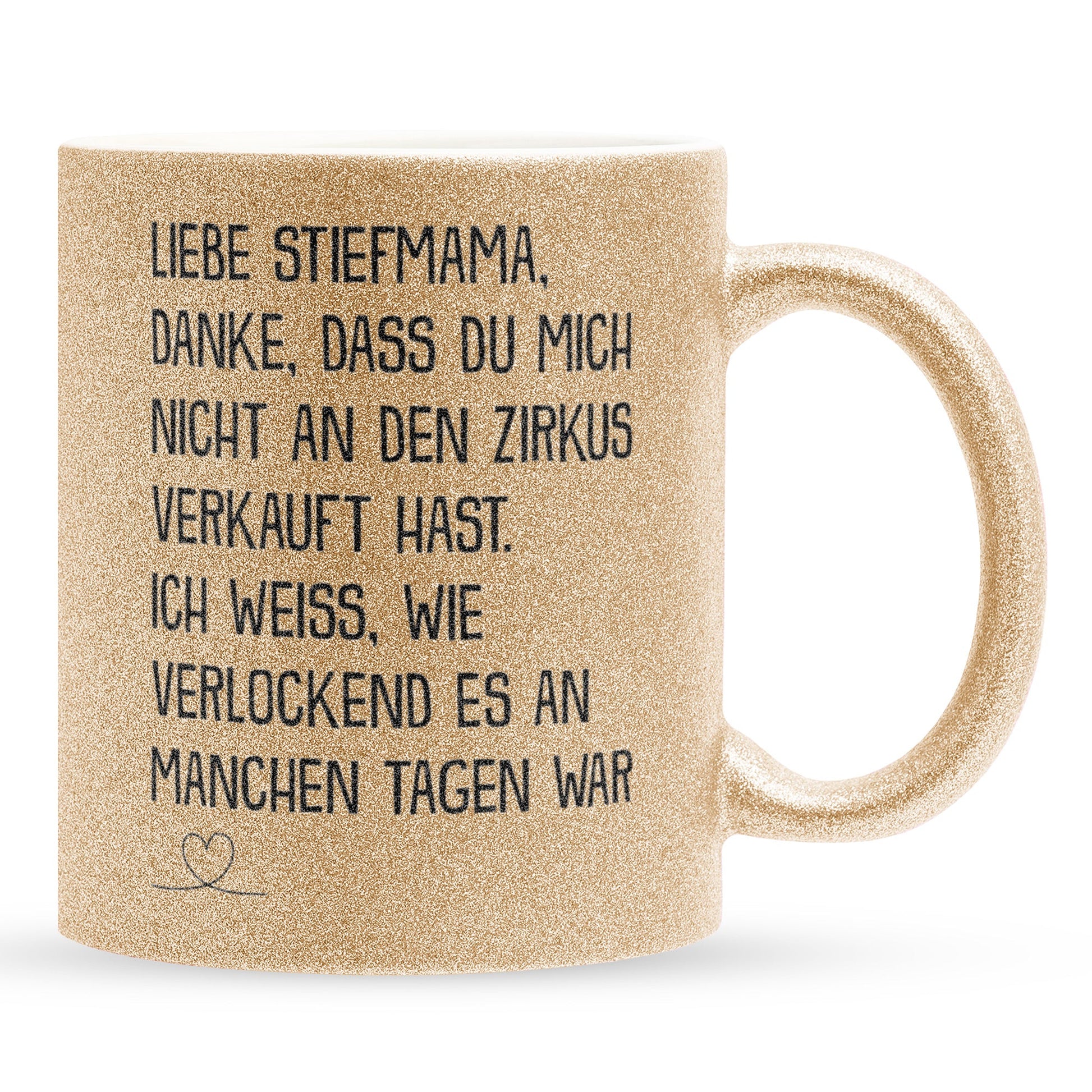 22Feels® Stiefmama Geschenk - Glitzertasse mit Spruch (Gold, 320ml)-Glitzertasse Gold 320ml-22Feels