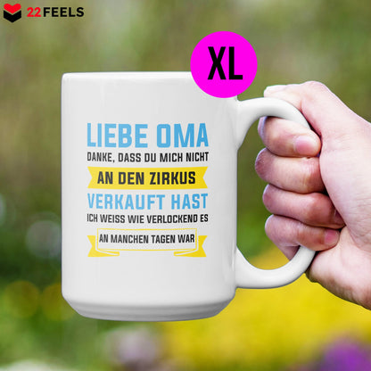 22Feels® Oma Geschenk - XL Tasse mit Spruch (Weiss, 440ml)-Weisse XL Tasse 440ml-22Feels