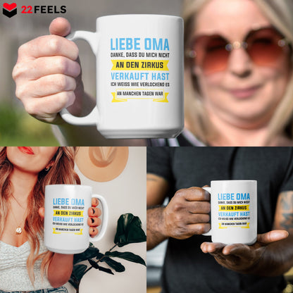 22Feels® Oma Geschenk - XL Tasse mit Spruch (Weiss, 440ml)-Weisse XL Tasse 440ml-22Feels
