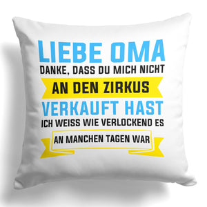 22Feels® Oma Geschenk - Kissen mit Spruch (Weiss 40x40cm)-Kissen Weiss 40x40-22Feels
