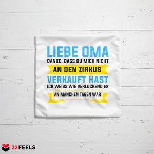 22Feels® Oma Geschenk - Kissen mit Spruch (Weiss 40x40cm)-Kissen Weiss 40x40-22Feels