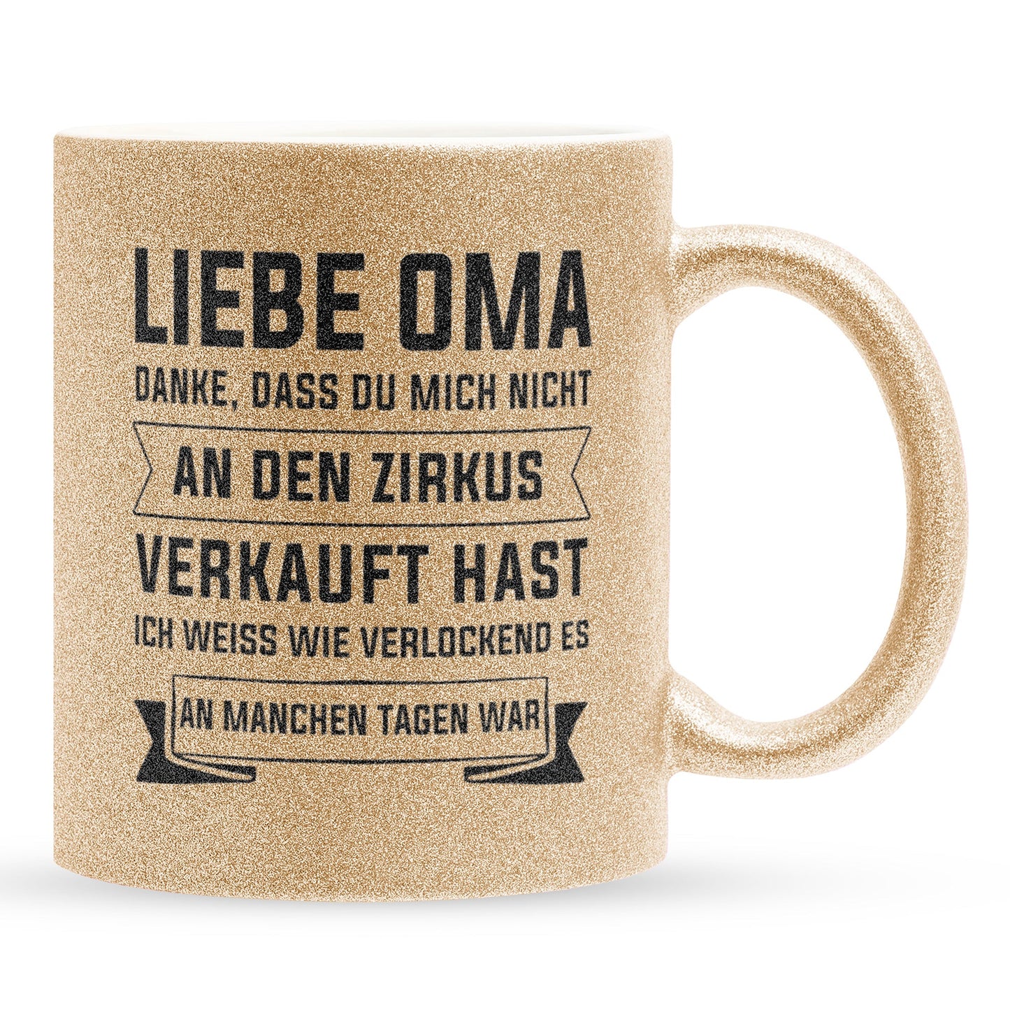 22Feels® Oma Geschenk - Glitzertasse mit Spruch (Gold, 320ml)-Glitzertasse Gold 320ml-22Feels