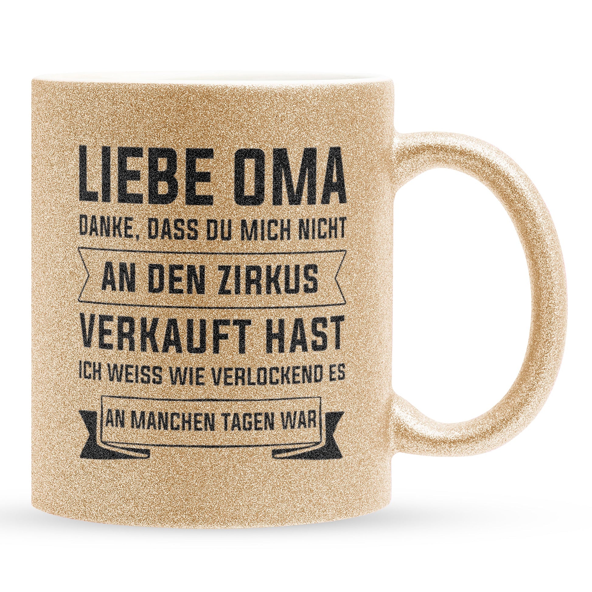 22Feels® Oma Geschenk - Glitzertasse mit Spruch (Gold, 320ml)-Glitzertasse Gold 320ml-22Feels